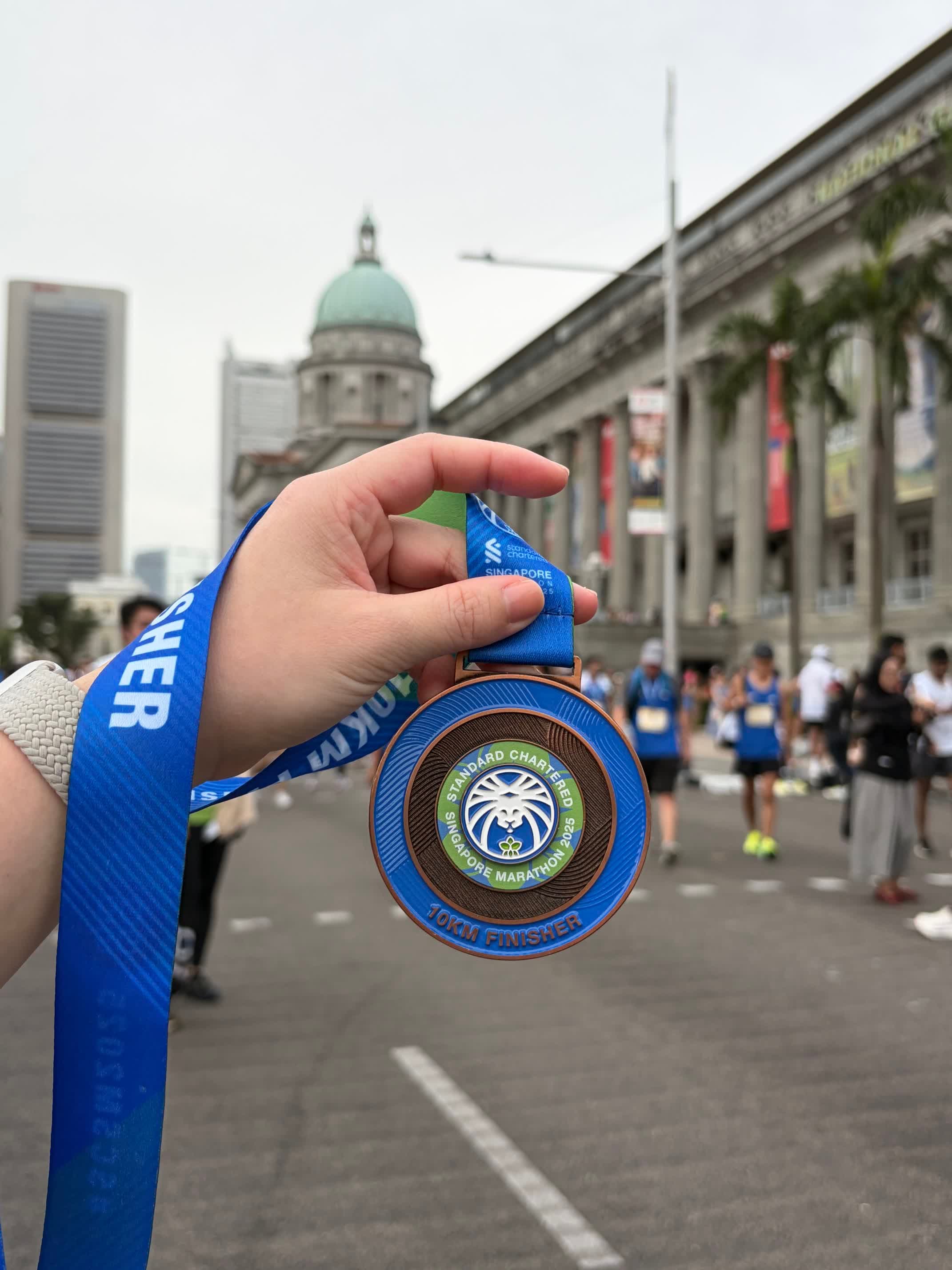 Post-race celebration with medals